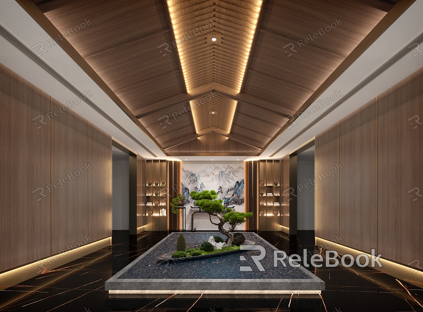 New Chinese Corridor Hotel Atrium Corridor model