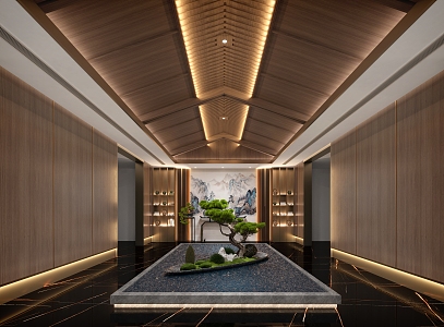 New Chinese Corridor Hotel Atrium Corridor 3d model