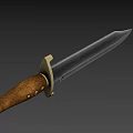 Vintage Military Knife With Wooden Handle Brass Guard And Sharp Blade