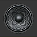 Black Metallic Subwoofer Speaker With Circular Pattern And Reflective Base 3d model