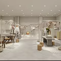 Modern Clothing Store Interior With Clothing Racks Mannequins And Decorative Plants