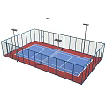 Outdoor Tennis Court Sports Equipment With Fencing Lighting And Blue Red Playing Surface
