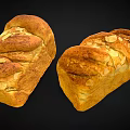 Freshly Baked Golden Loaf Bread With Almond Slices And Cinnamon Topping