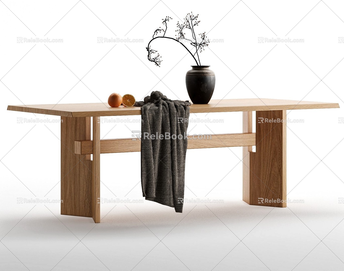 Log Dining Table Rectangular Dining Table Ornaments Ornaments Tea Table 3d model