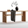 Log Dining Table Rectangular Dining Table Ornaments Ornaments Tea Table 3d model