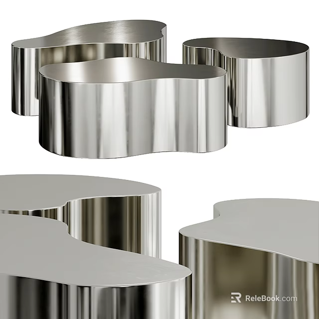 Modern Stainless Steel Coffee Table With Curved Sleek Design And Contemporary Style 3d model 