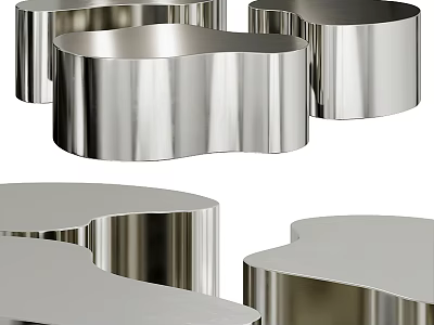 Modern Stainless Steel Coffee Table With Curved Sleek Design And Contemporary Style 3d model