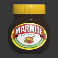 Marmite Yeast Extract Jar With Yellow Lid On Black Reflective Surface