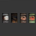 Colored Food Storage Containers With Scattered Debris On Dark Surface