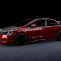 Modified Red Sedan With Black Rims And Racing Style Design