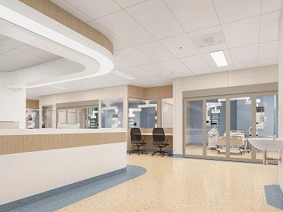 Spacious Bright Hospital Outpatient Clinic Interior With Reception And Beds 3d model