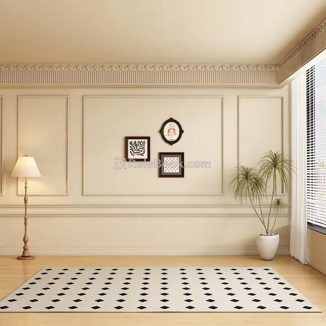 Middle ancient background wall 3d model