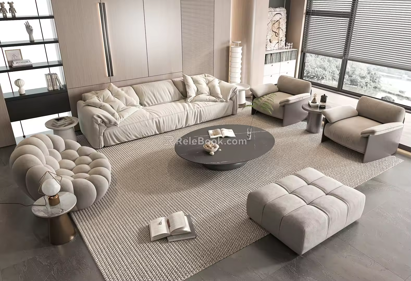 Modern Poliform Sofa Coffee Table Combination 3d model