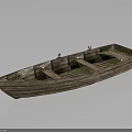 Traditional Wooden Rowing Boat Design With Seats And Natural Wood Finish