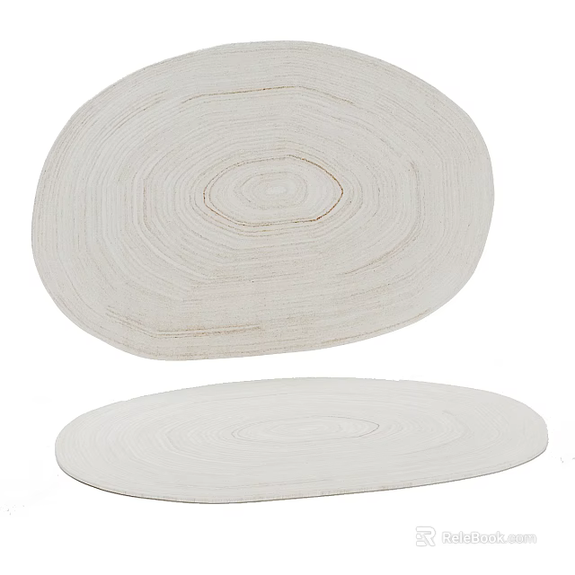 Stylish Oval Rugs With Wood Like Ring Patterns 3d model 