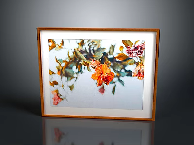 Decorative Wooden Picture Frame With Colorful Floral Artwork For Home Decoration 3d model