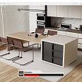 Modern Bar Counter In Open Kitchen With Wooden Top Dining Chairs And Cabinets