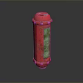 Scenic Outdoor View Featuring Red Fire Hydrant With Green Glass Rust And Shiny Reflection