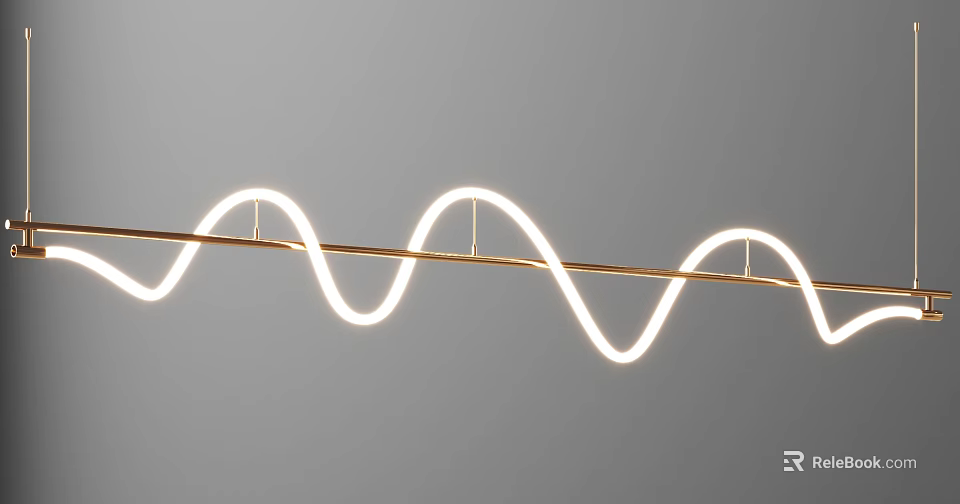 Modern Wave Shaped Pendant Light With White Glow And Metal Structure 3d model 
