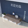 Modern Reception Desk 3D Model With Contemporary Wooden Slat Design And Sleek Top