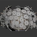 Geometric Metallic Sculptural Structure With Interconnected Hexagonal Units And Spherical Form
