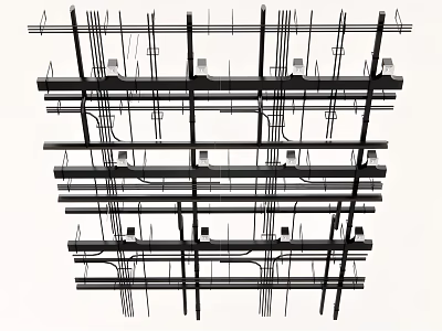 Detailed Ceiling Construction Framework With Metal Keel Bracket And Installation Structure 3d model
