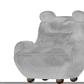 Gray Accent Chair with Ear Shaped Backrest Rounded Armrests Plush Padded Design and Wooden Legs