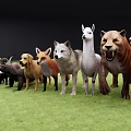 Realistic Reptile Models With Mammal Figurines On Green Grass Field