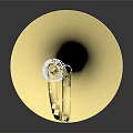 Golden Shiny Brass Musical Equipment With Flared Bell Long Tubing And Transparent Key