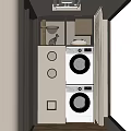 Modern Home Balcony Design With Stacked Washer Dryer Pet Storage Shelf And Natural Light View
