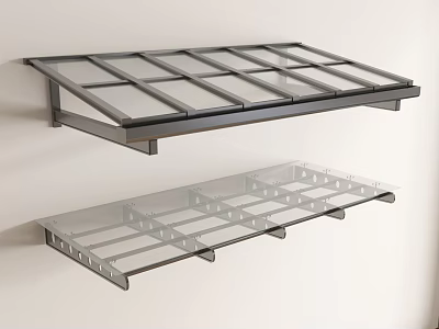 Modern Wall Mounted Shelves With Metal Frame And Transparent Panels 3d model