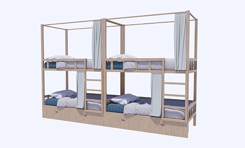 Modern Bed-and-Bed Dormitory Bed-and-Bed 3d model