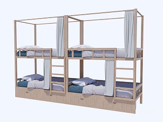 Modern Bed-and-Bed Dormitory Bed-and-Bed 3d model