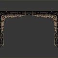 Traditional Chinese Dining Table With Carved Legs And Black Red Patterned Surface