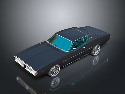 Classic Black Muscle Car Featuring Blue Tinted Windows And Retro Exterior Design 3d model Classic Black Muscle Car Featuring Blue Tinted Windows And Retro Exterior Design 3d model