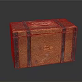 Vintage Wooden Storage Trunk With Black Metal Straps And Distressed Surface For Home Storage