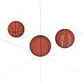 Sports Equipment Three Classic Brown Basketballs With Textured Design And Surface