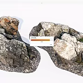 Natural Stone And Wood Elements With Rough Textured Surfaces And Mossy Details