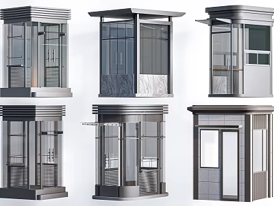 Modern Entrance Gates Featuring Various Architectural Designs Glass Metal And Marble Styles 3d model