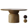 Functional Round Wooden Table With Stacked Base And Color Options 3d model