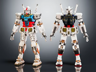 Smart Machines Robot Display Models With White Blue Black Armor And Detailed Joints 3d model