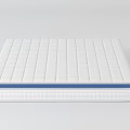 White Mattress with Grid Pattern Surface and Blue Trim Edge for Comfortable Supportive Sleep 3d model