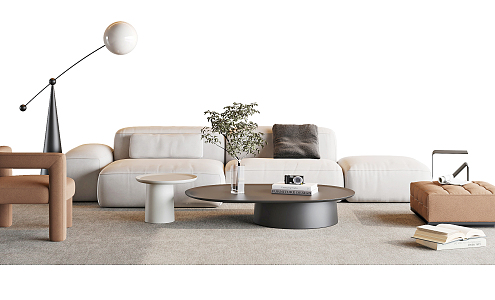 Modern sofa coffee table combination 3d model