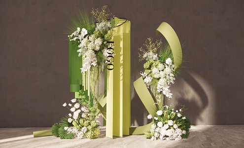 Modern Meichen Green Wedding Welcome Area 3d model