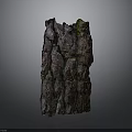 Natural Rock Scene Component With Brown Purple Surface Rough Texture And Green Moss
