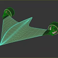 Futuristic Green Paper Plane Shaped Toy With Black Wheels And Red Accents