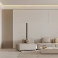 Modern Living and Dining Room With Light Wood White Wall Panel Design And White Sofa
