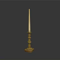Elegant Golden Candlestick With Tall Candle On Decorative Base Design