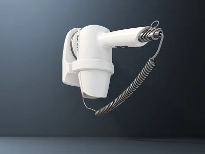 White Wall Mounted Daily Electrical Appliance With Spiral Cord For Household Use 3d model
