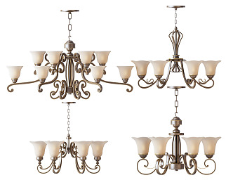 European-style chandelier combination 3d model